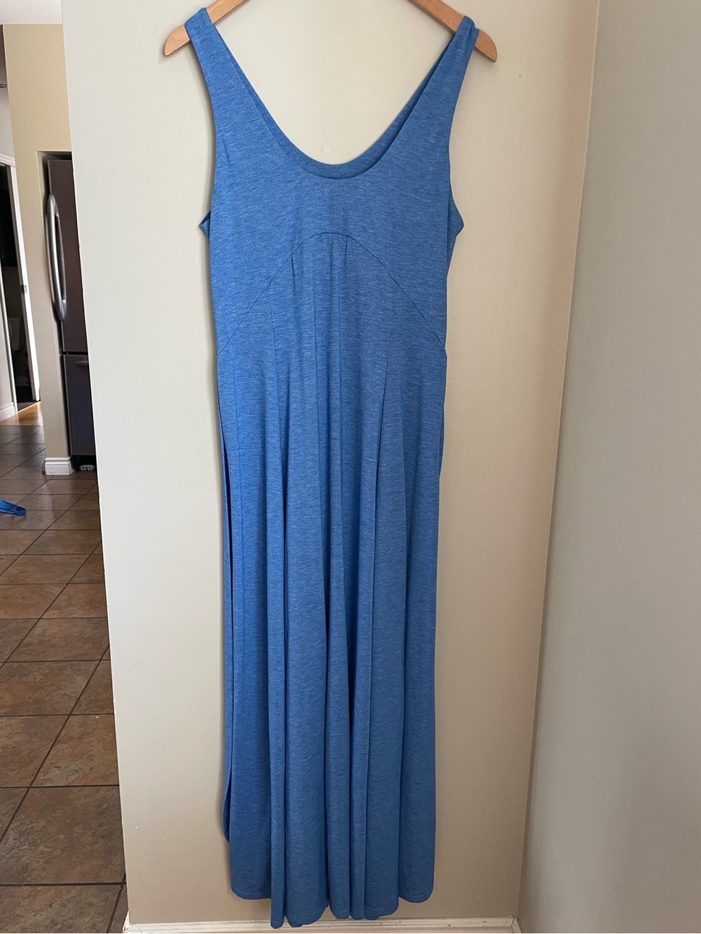Halara U Neck Backless Split Flowy Maxi Casual Tank Dress Blue Size M Vacation - Picture 2 of 7